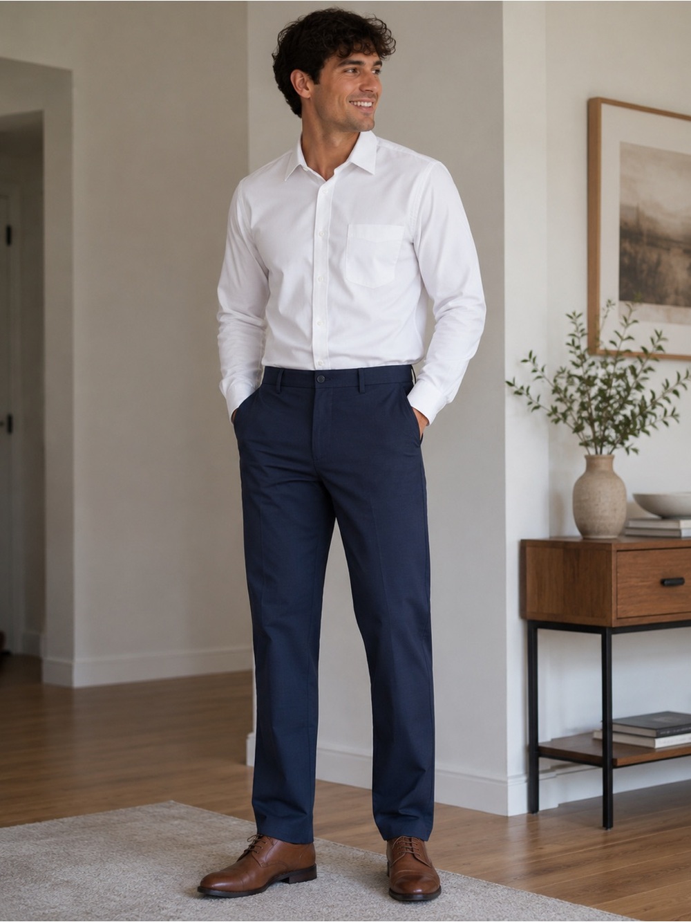 Chaps Men's "Total Comfort" Stretch Dress Pants – Navy Blue